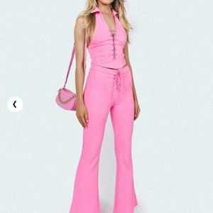 NWT Princess Polly Marcia Vest Top & Flare Pants Hot Pink Size Medium